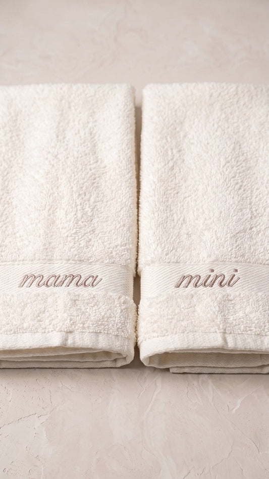 Mama & Mini Script Embroidered Hand Towel Set