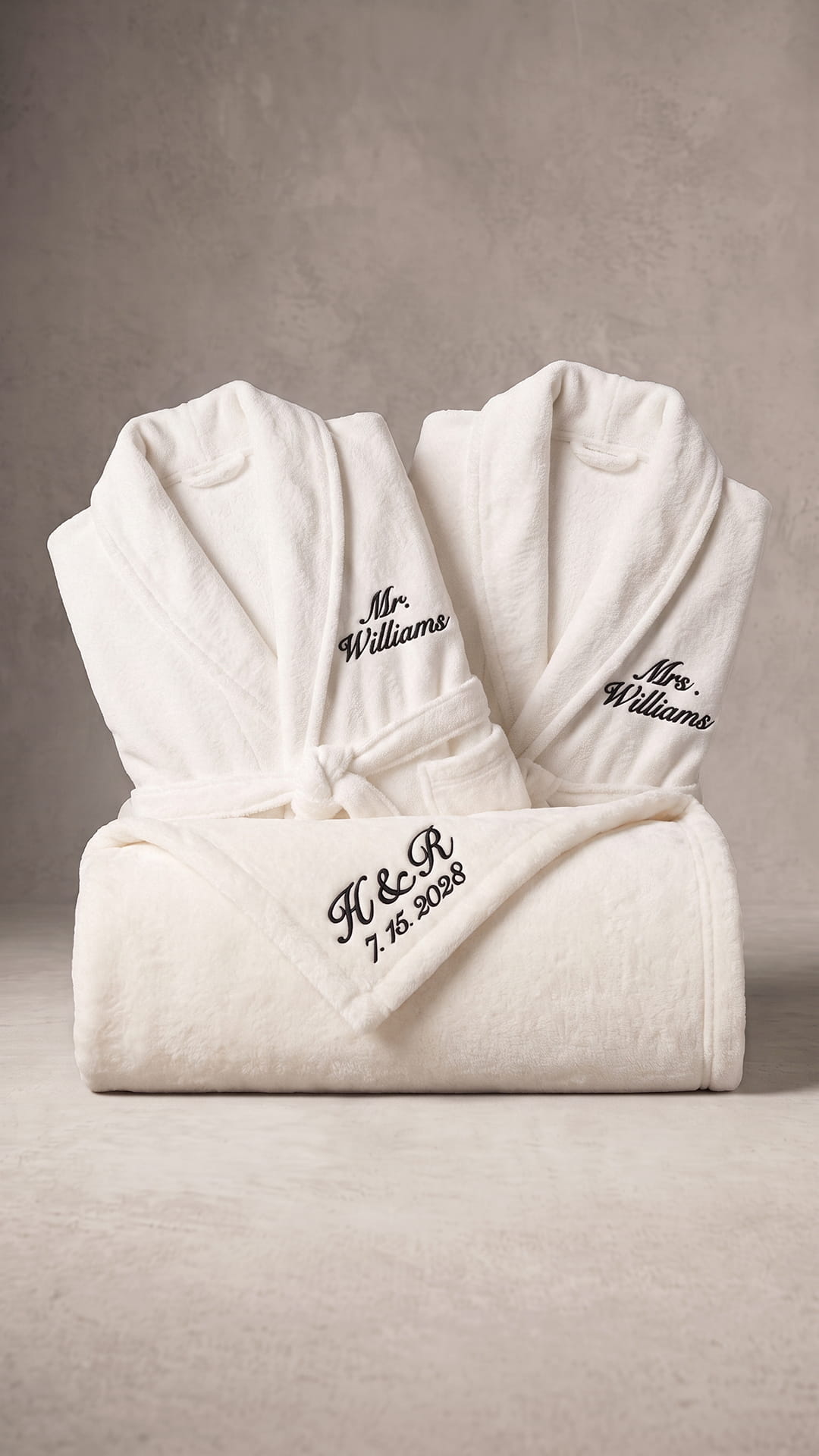 Personalized Couples Robe & Blanket Set | Mr. & Mrs. Anniversary Gift