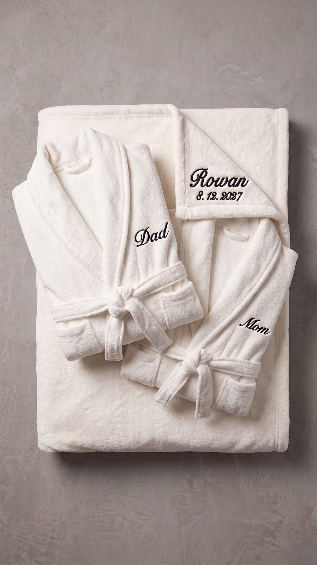 Mom & Dad Robe with Blanket Set | Child Name & Date Family Gift