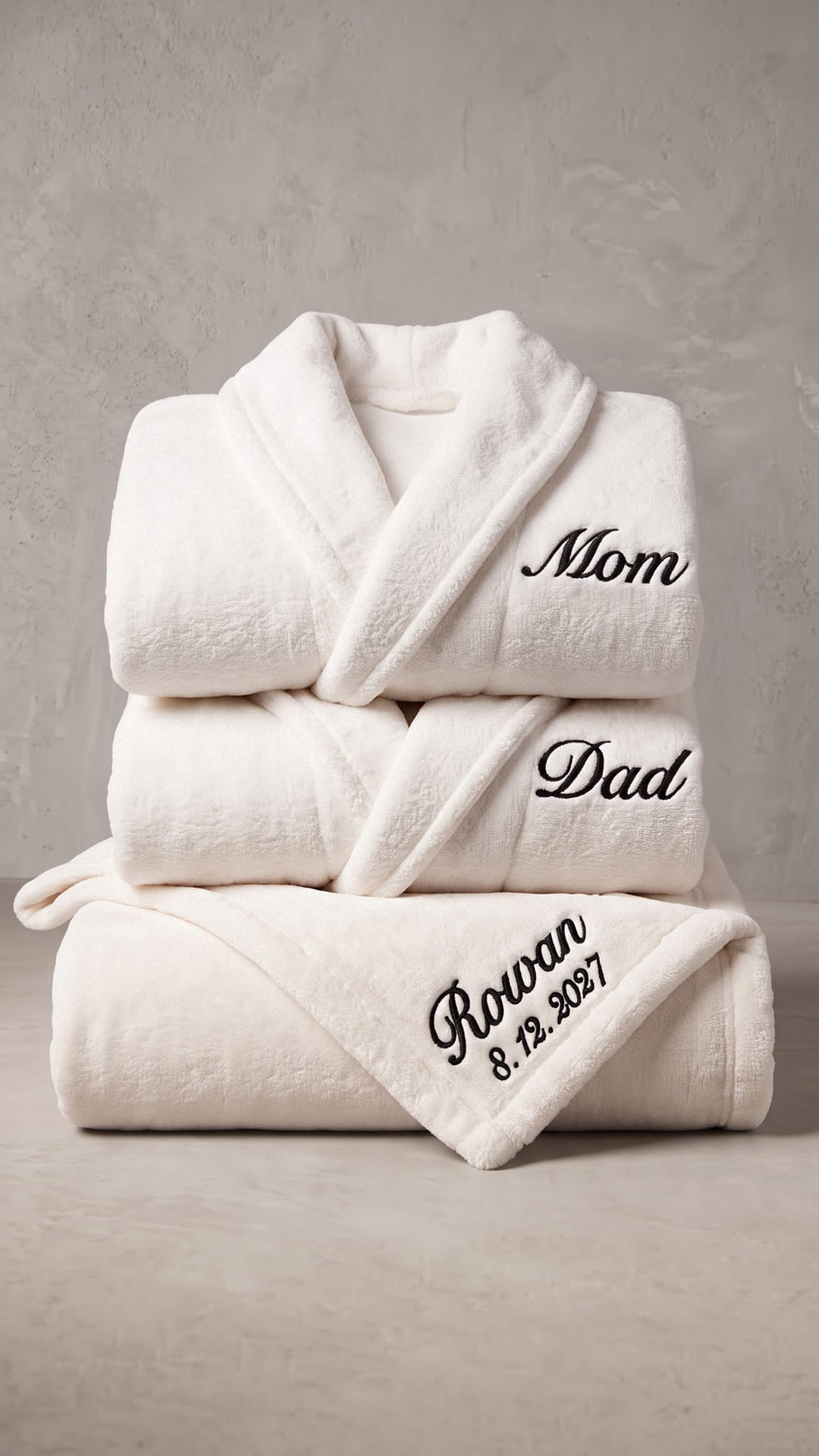 Mom & Dad Robe with Blanket Set | Child Name & Date Family Gift