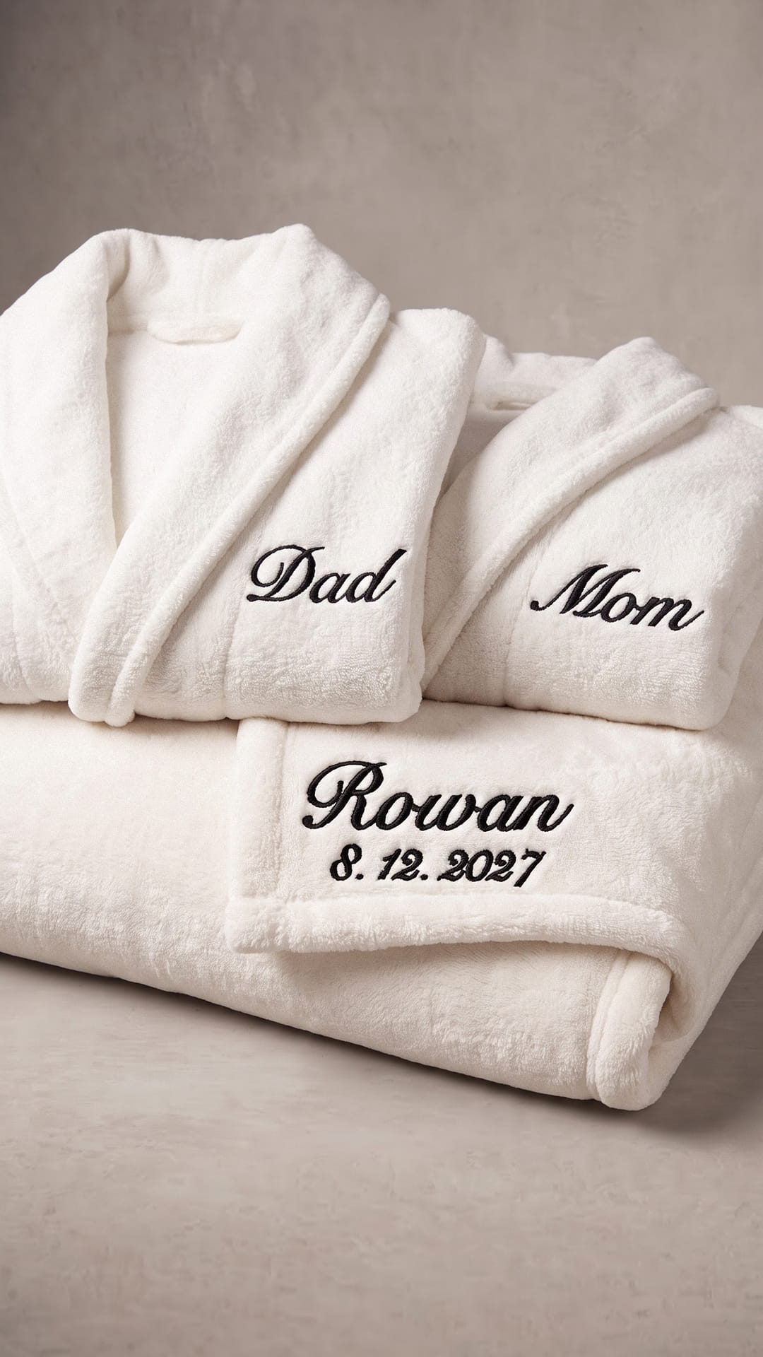 Mom & Dad Robe with Blanket Set | Child Name & Date Family Gift