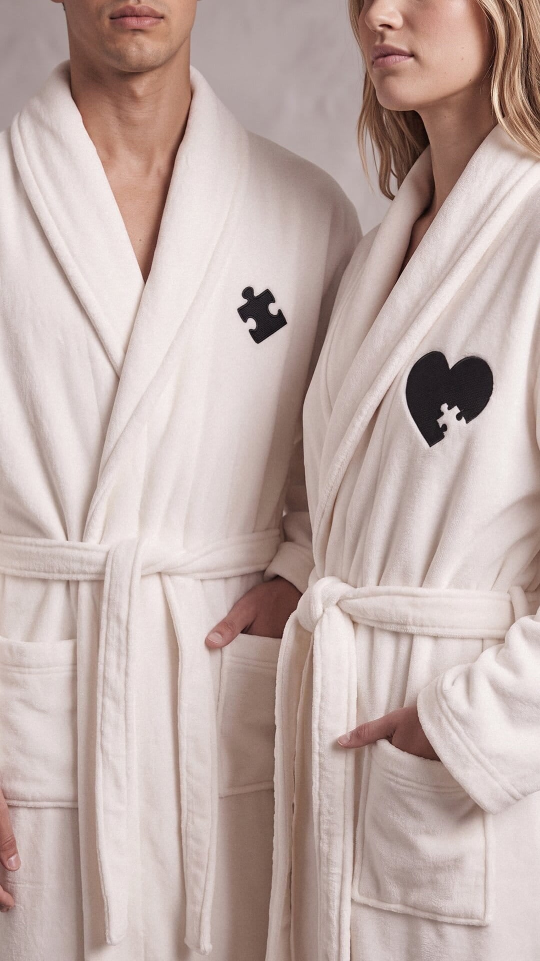 Puzzle Piece Couples Robes with Blanket Set | Initials & Date Anniversary Gift