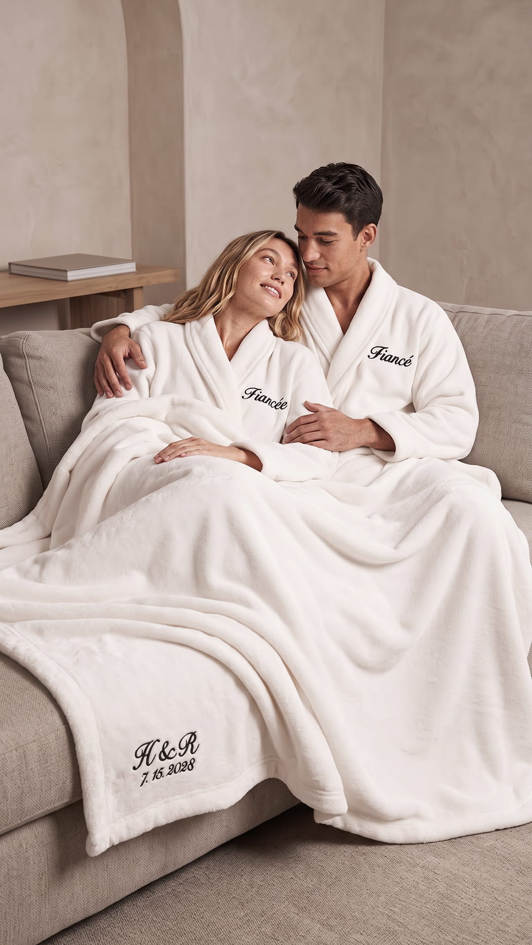 Fiancé & Fiancée Robe with Blanket Set | Engagement Gift