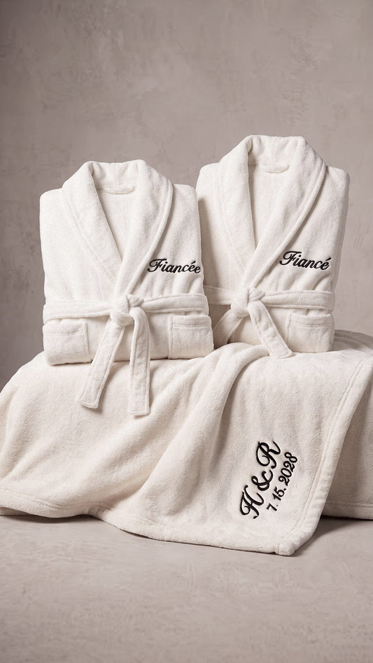 Fiancé & Fiancée Robe with Blanket Set | Engagement Gift