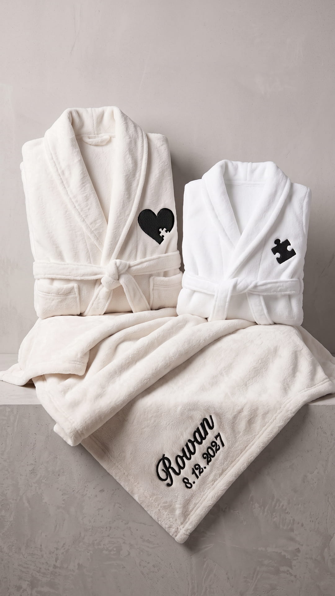 Puzzle Piece Robe with Blanket Set | New Parent + Baby Gift