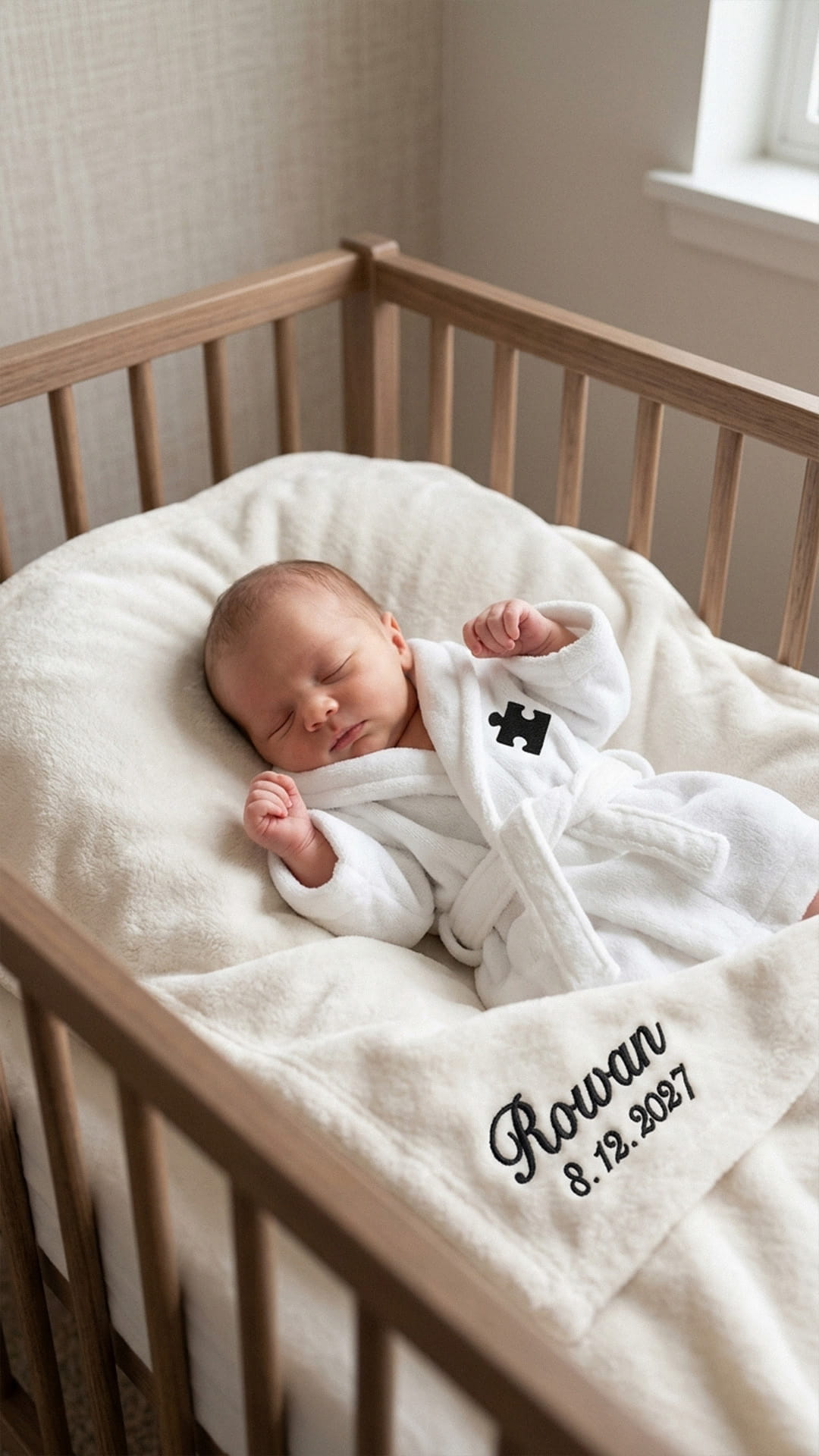 Puzzle Piece Robe with Blanket Set | New Parent + Baby Gift