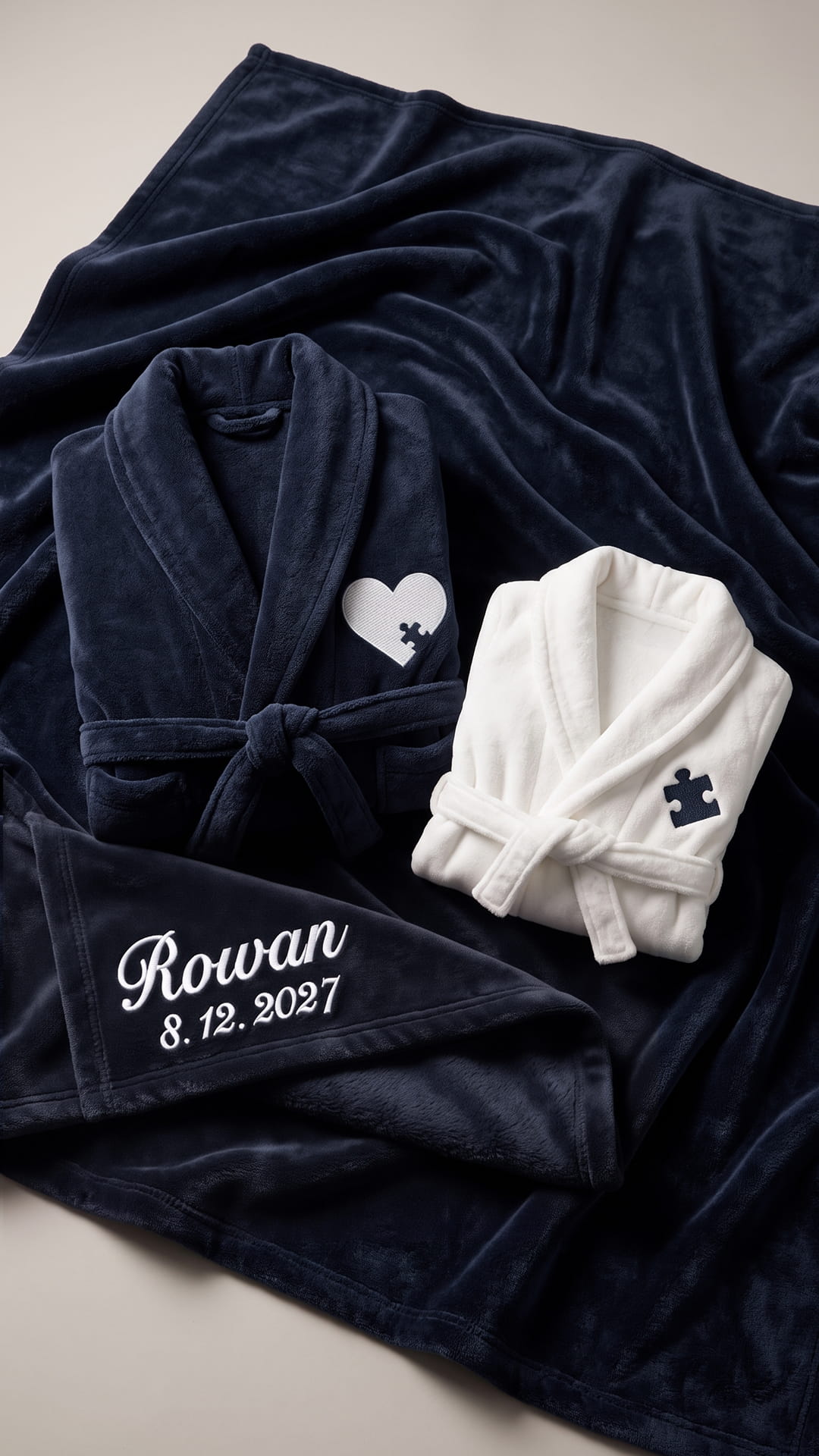 Puzzle Piece Robe with Blanket Set | New Parent + Baby Gift