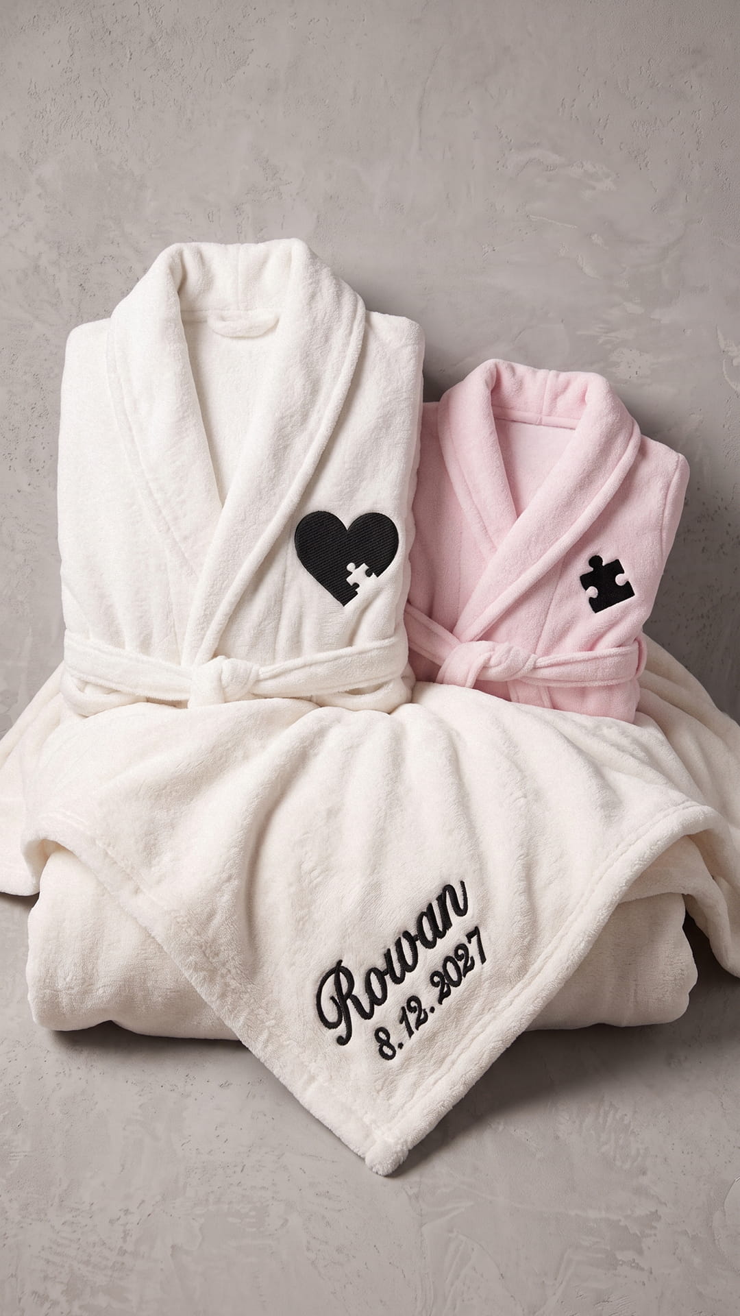 Puzzle Piece Robe with Blanket Set | New Parent + Baby Gift