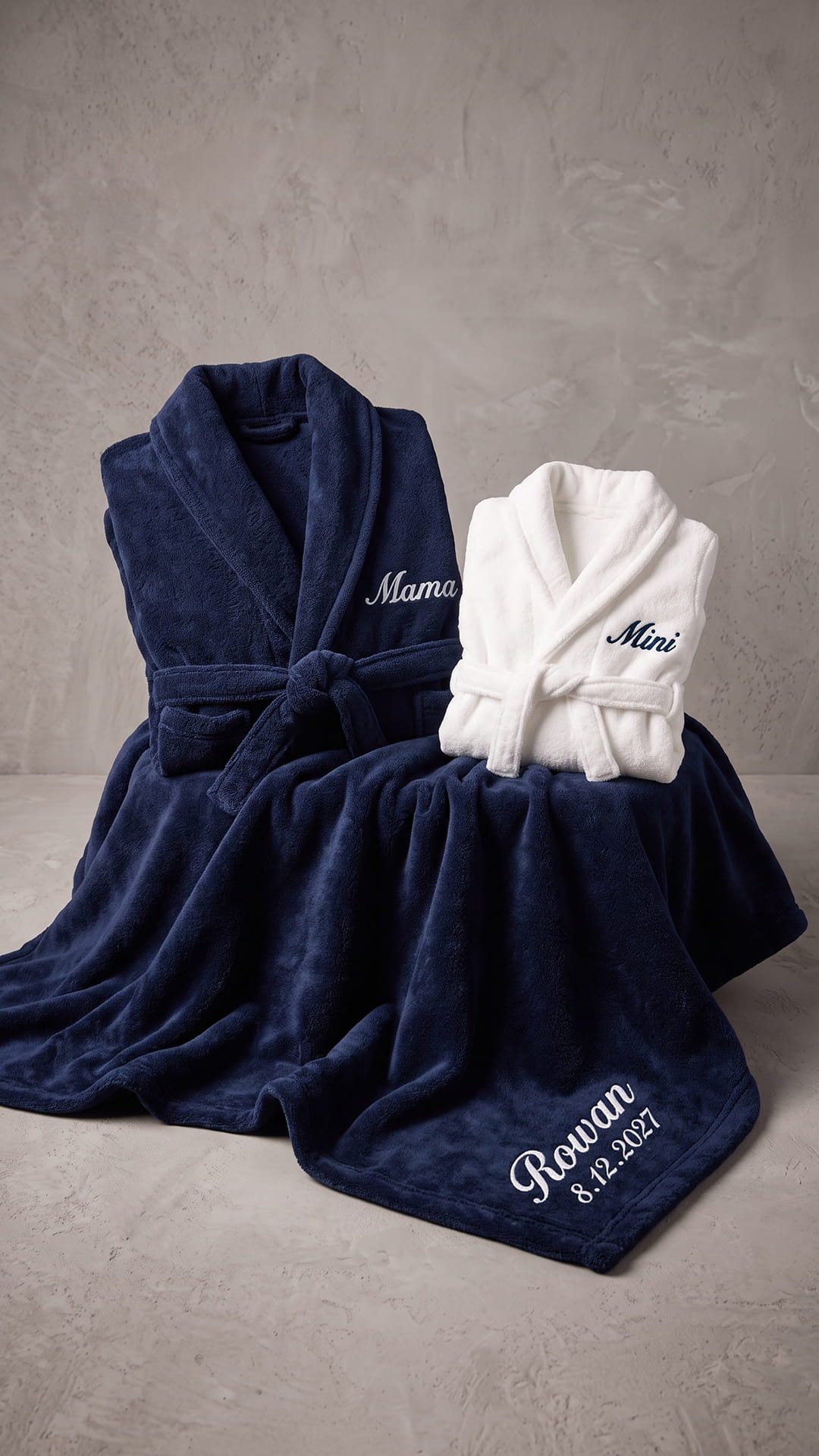 Mama & Mini Script Robe with Blanket Set | New Mom Baby Gift