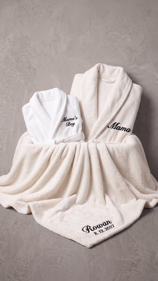 Mama & Mama’s Boy Robe with Blanket Set | Mother & Son Gift