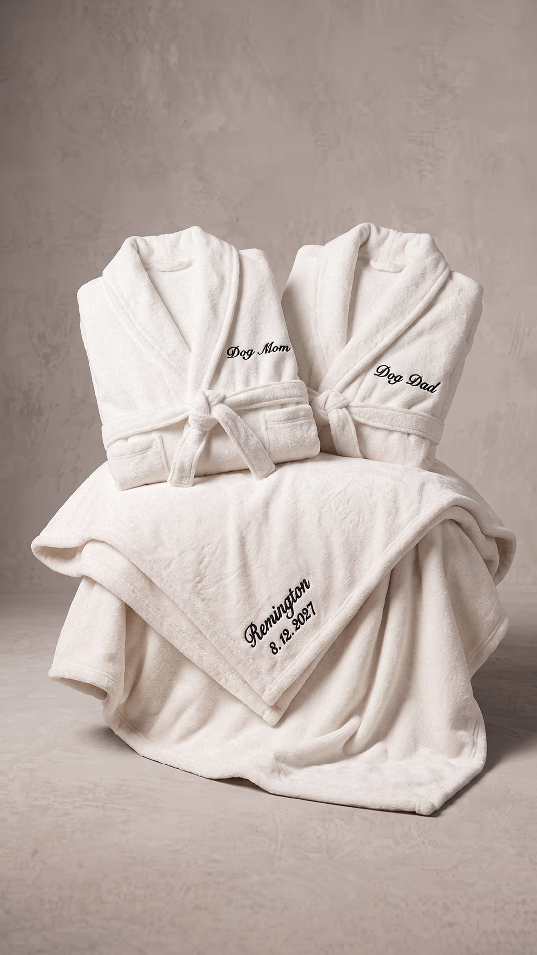 Dog Mom & Dog Dad Robe with Blanket Set | Pet Parent Gift