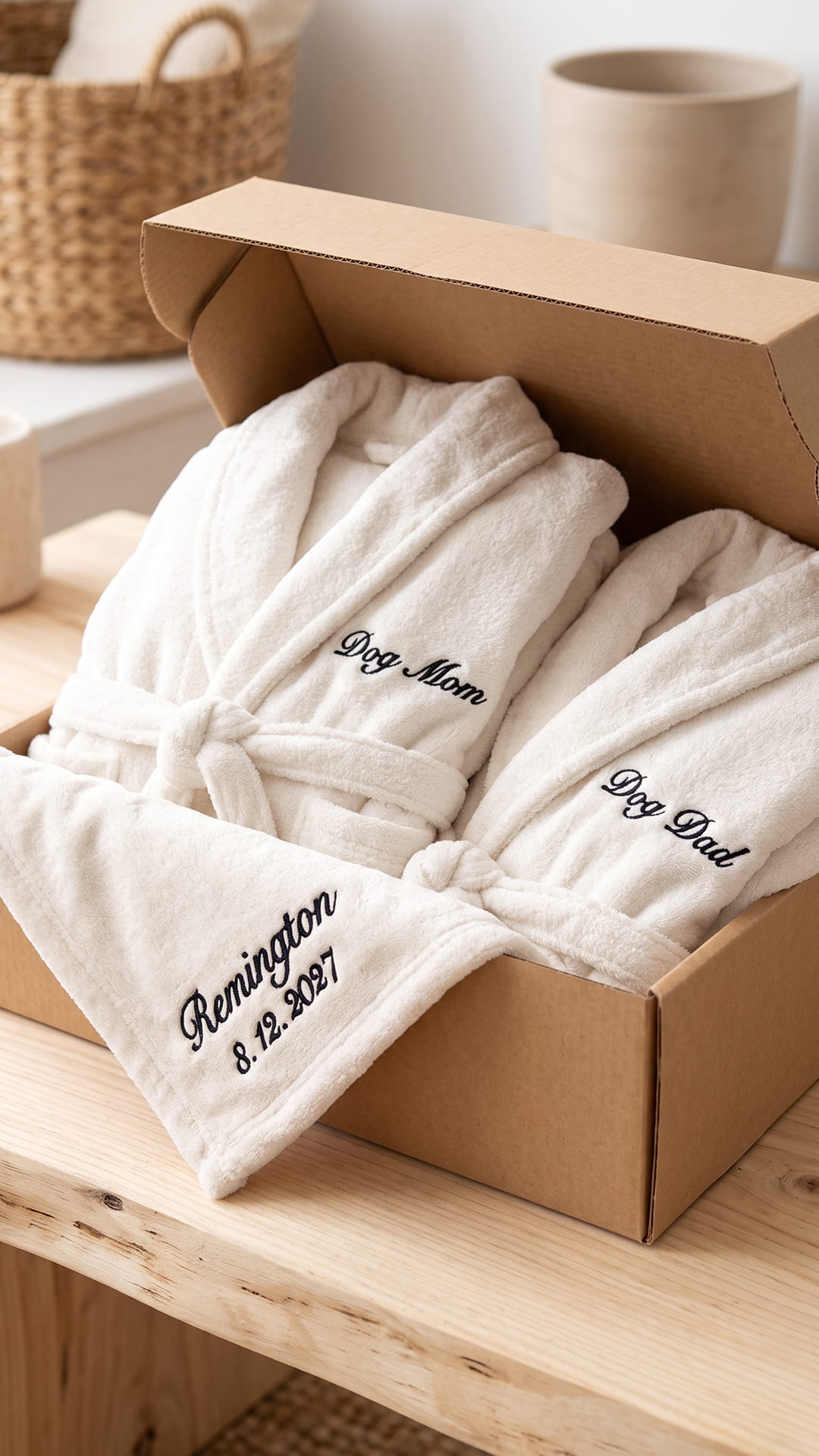 Dog Mom & Dog Dad Robe with Blanket Set | Pet Parent Gift