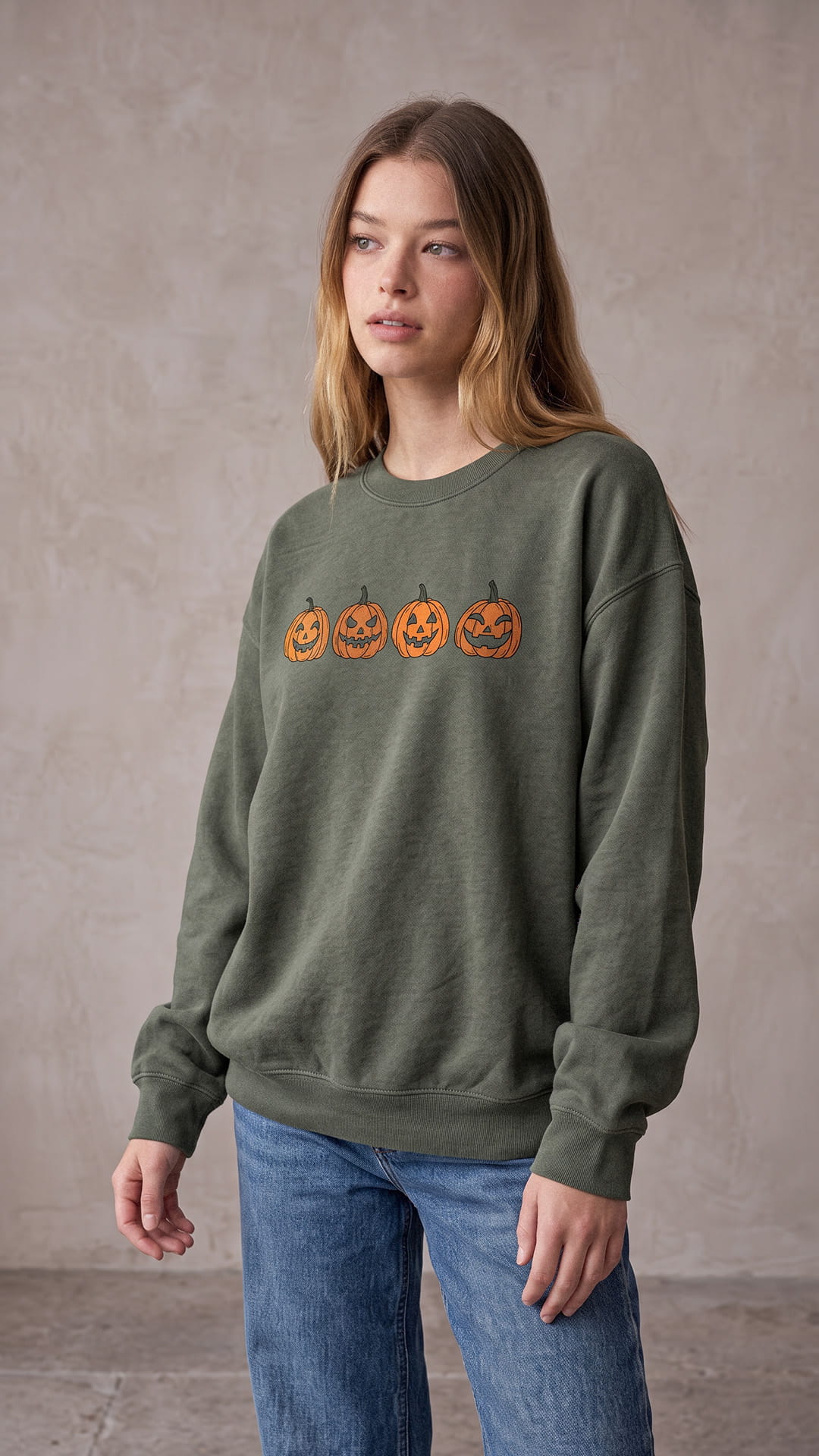 Jack O'Lantern Halloween Sweatshirt | Four Pumpkin Faces