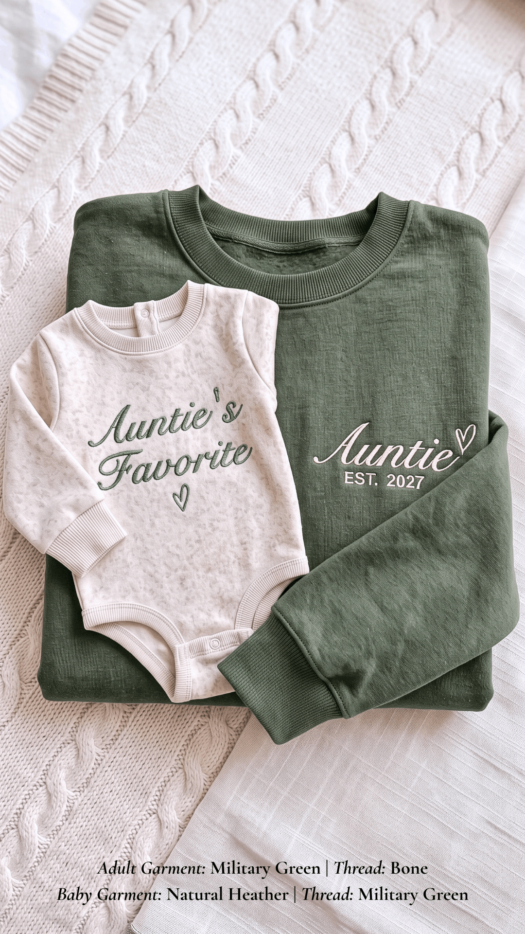 Auntie's Favorite Embroidered Set | Adult Auntie Est. Sweatshirt