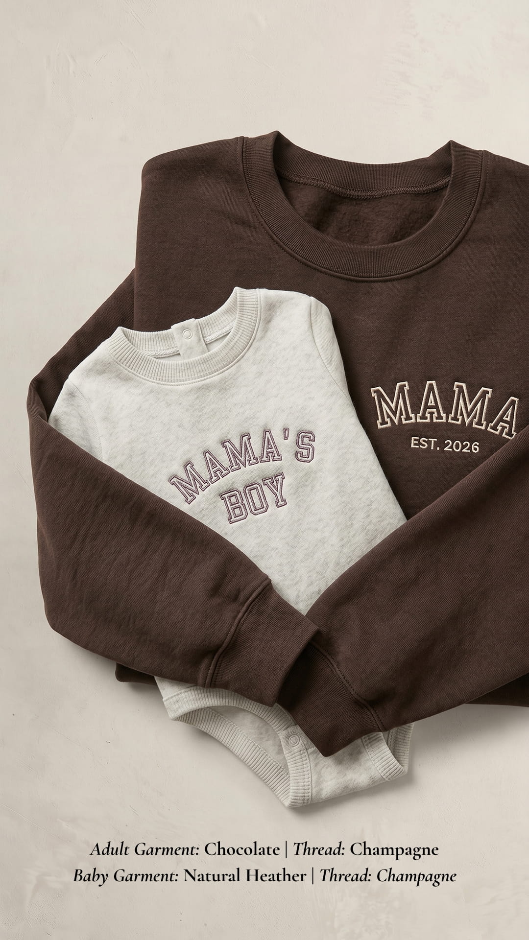 Mama’s Boy Embroidered Set | Adult Mama Est. Sweatshirt