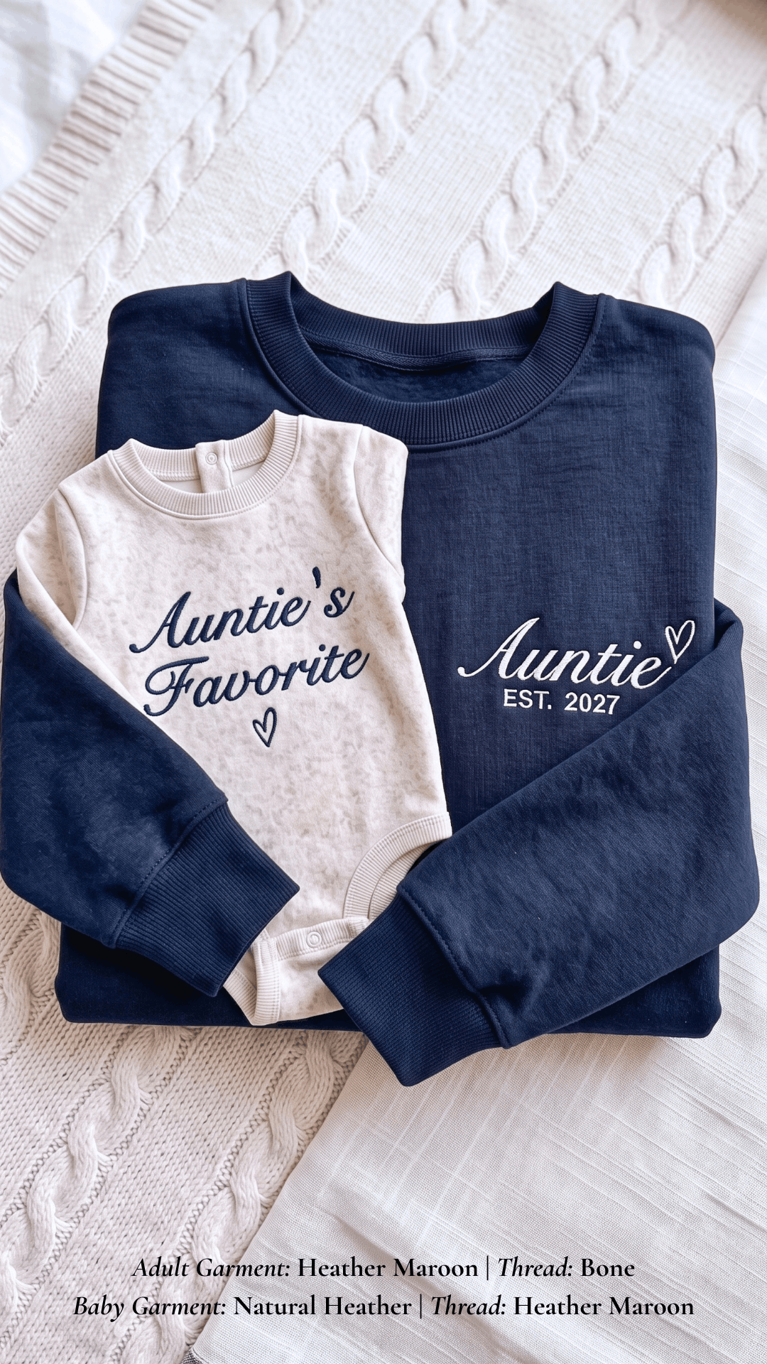 Auntie's Favorite Embroidered Set | Adult Auntie Est. Sweatshirt