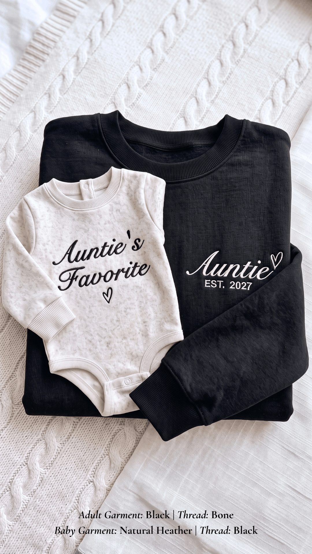 Auntie's Favorite Embroidered Set | Adult Auntie Est. Sweatshirt