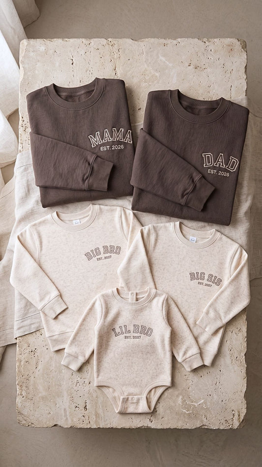 Matching Family Sweatshirts | Personalized Mama, Dad, Sibling & Baby Titles, Est. Years - Adult