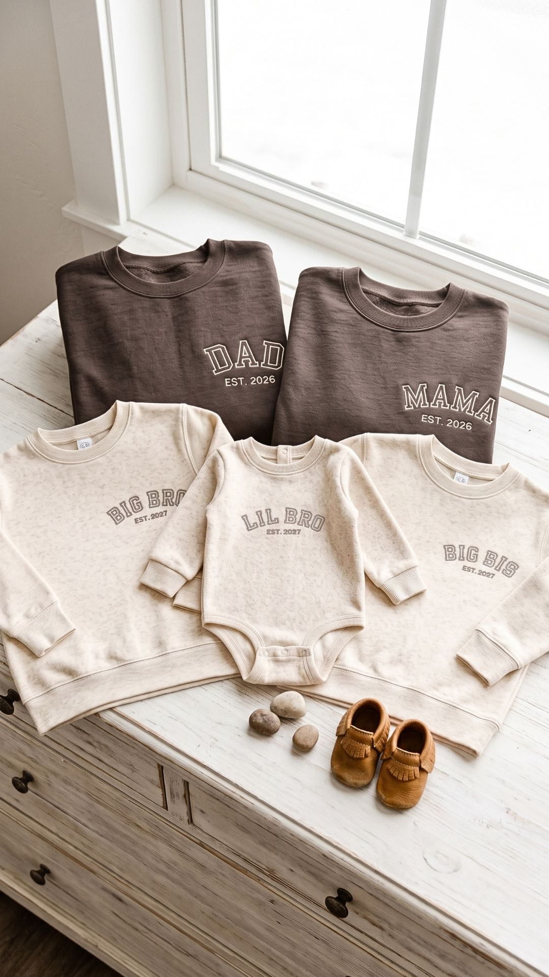 Matching Family Sweatshirts | Personalized Mama, Dad, Sibling & Baby Titles, Est. Years - Adult