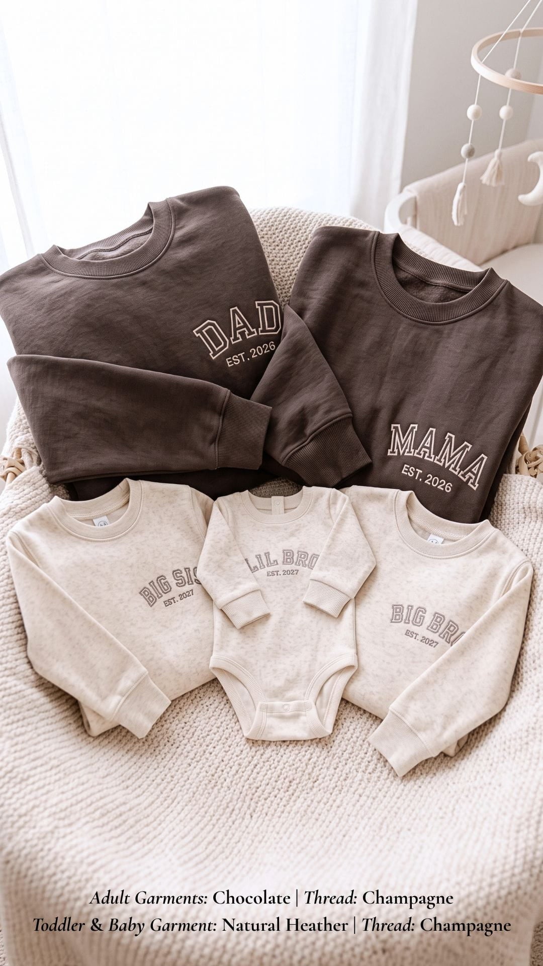 Matching Family Sweatshirts | Personalized Mama, Dad, Sibling & Baby Titles, Est. Years - Adult