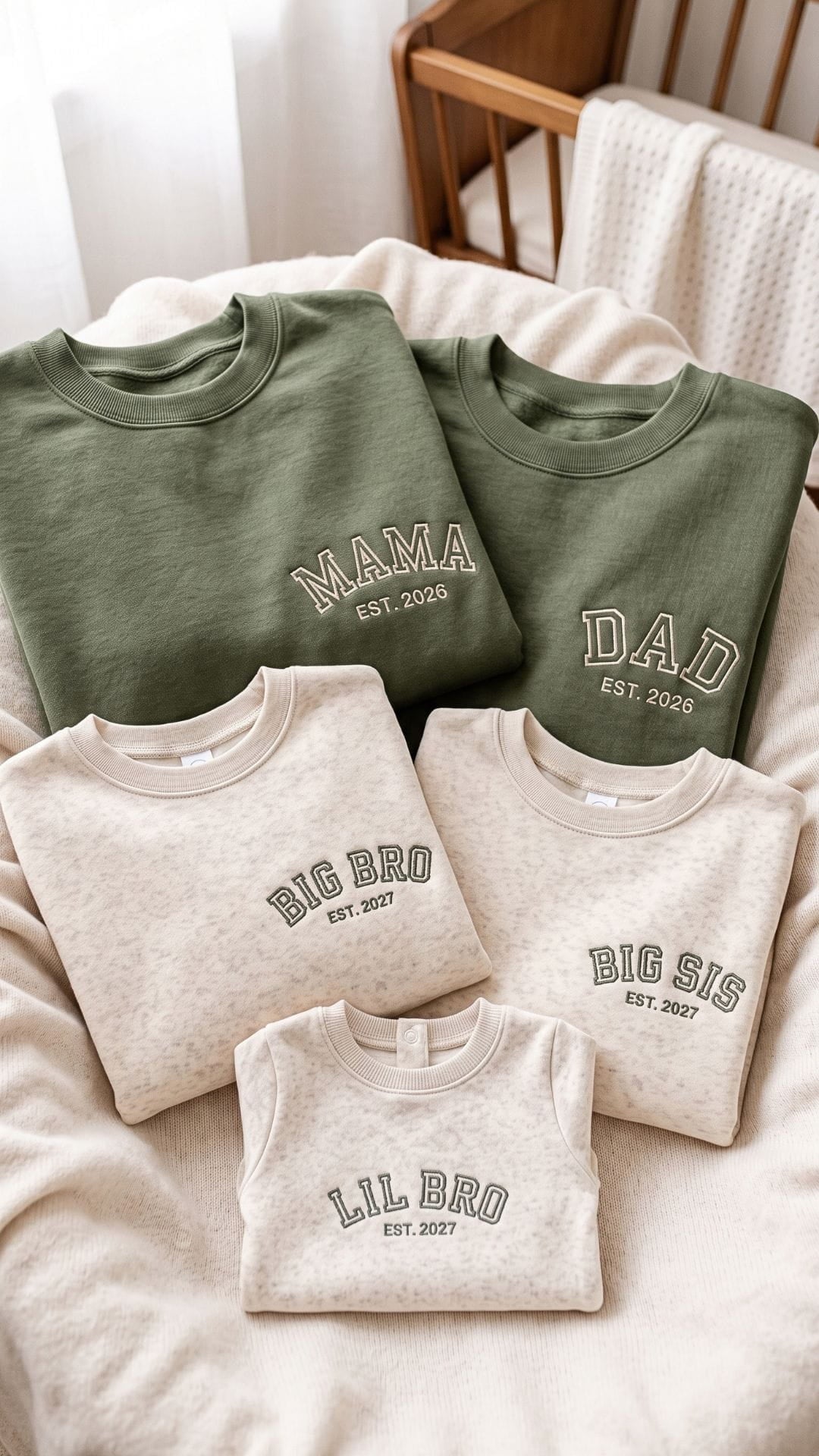 Matching Family Sweatshirts | Personalized Mama, Dad, Sibling & Baby Titles, Est. Years - Adult