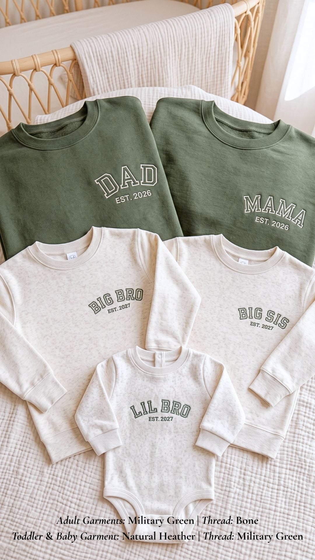 Matching Family Sweatshirts | Personalized Mama, Dad, Sibling & Baby Titles, Est. Years - Adult