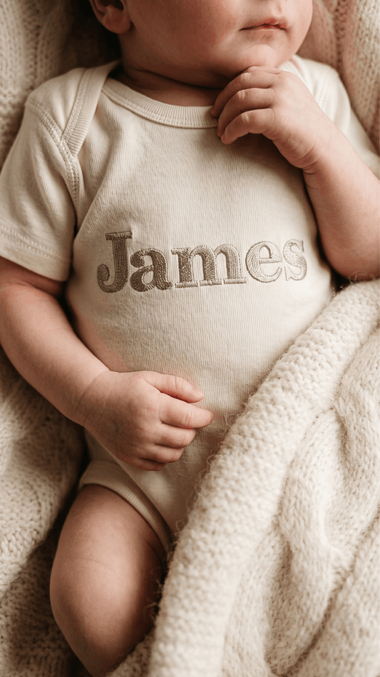 Baby Name Embroidered Bodysuit
