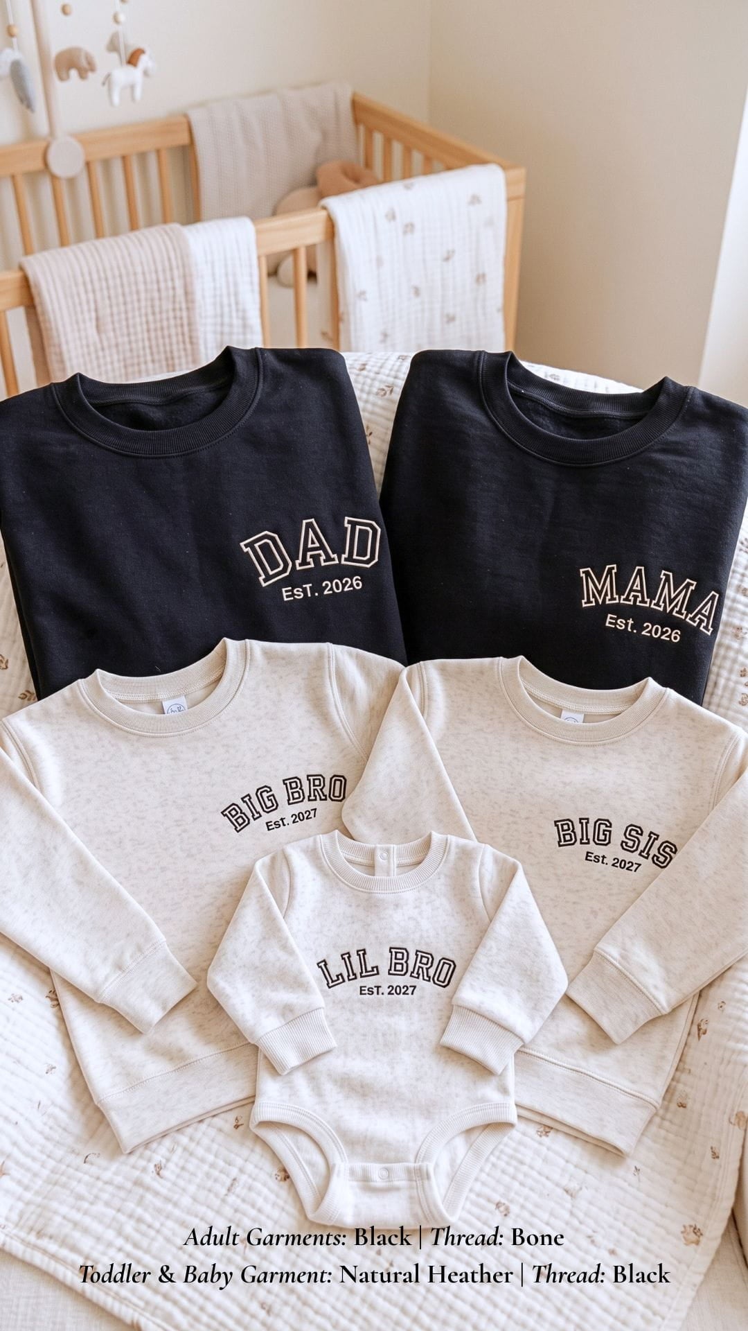 Matching Family Sweatshirts | Personalized Mama, Dad, Sibling & Baby Titles, Est. Years - Adult