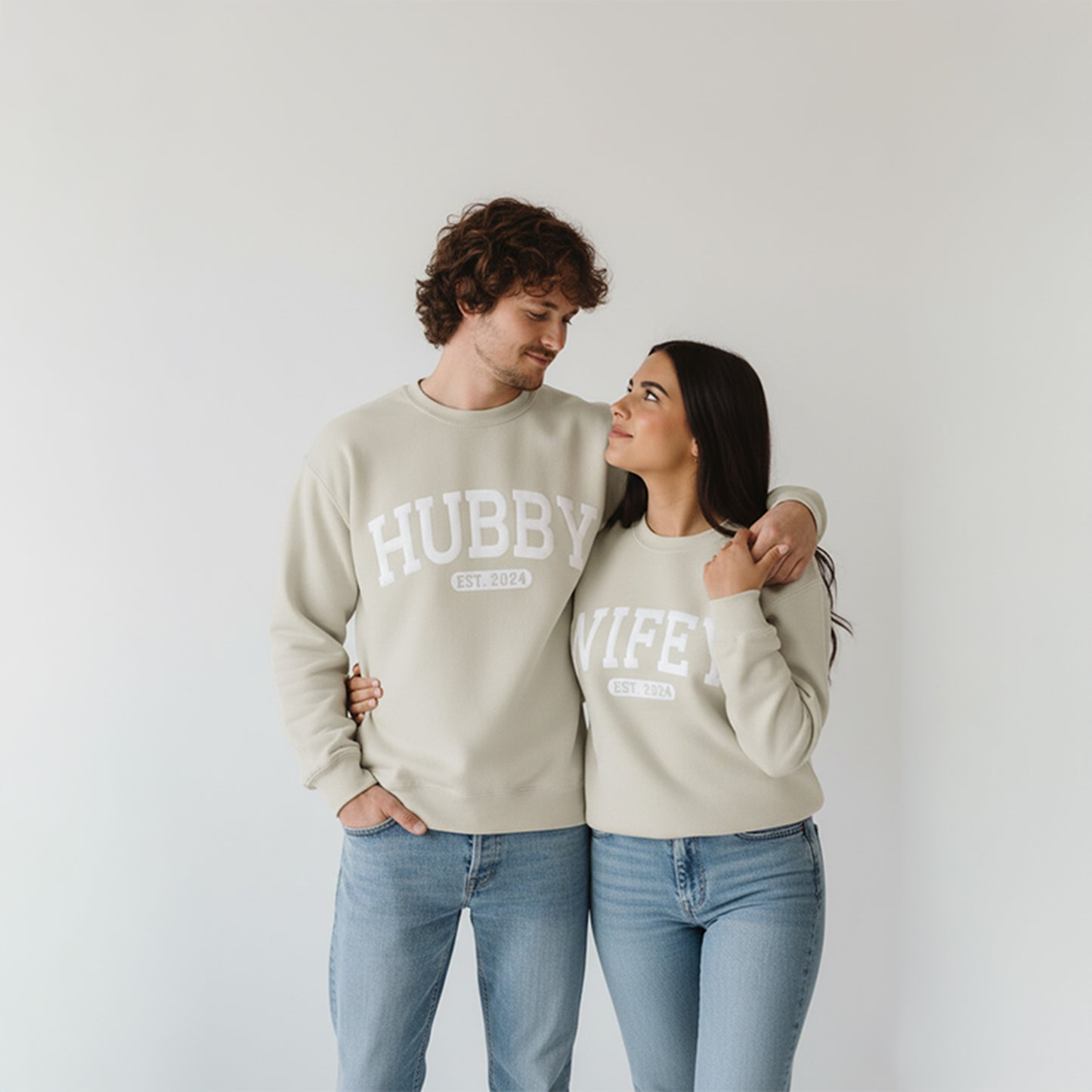 Personalized Wifey Embossed Sweatshirt
