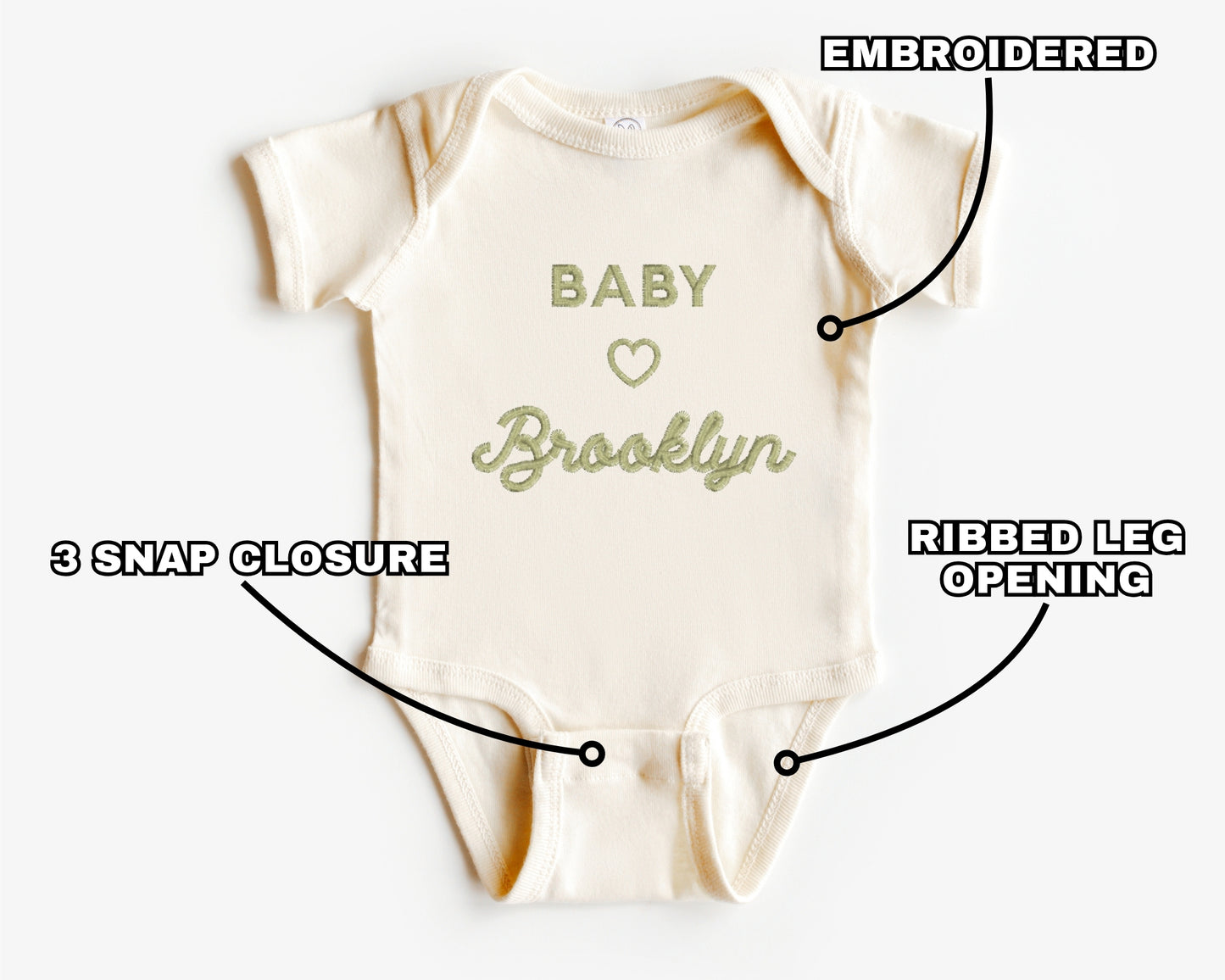 Heart Script Embroidered Bodysuit