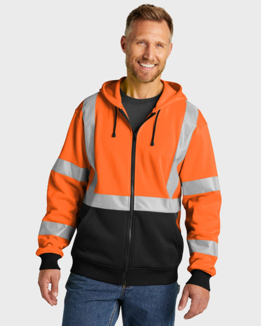 CornerStone® ANSI 107 Class 3 Heavy-Duty Fleece Full-Zip Hoodie