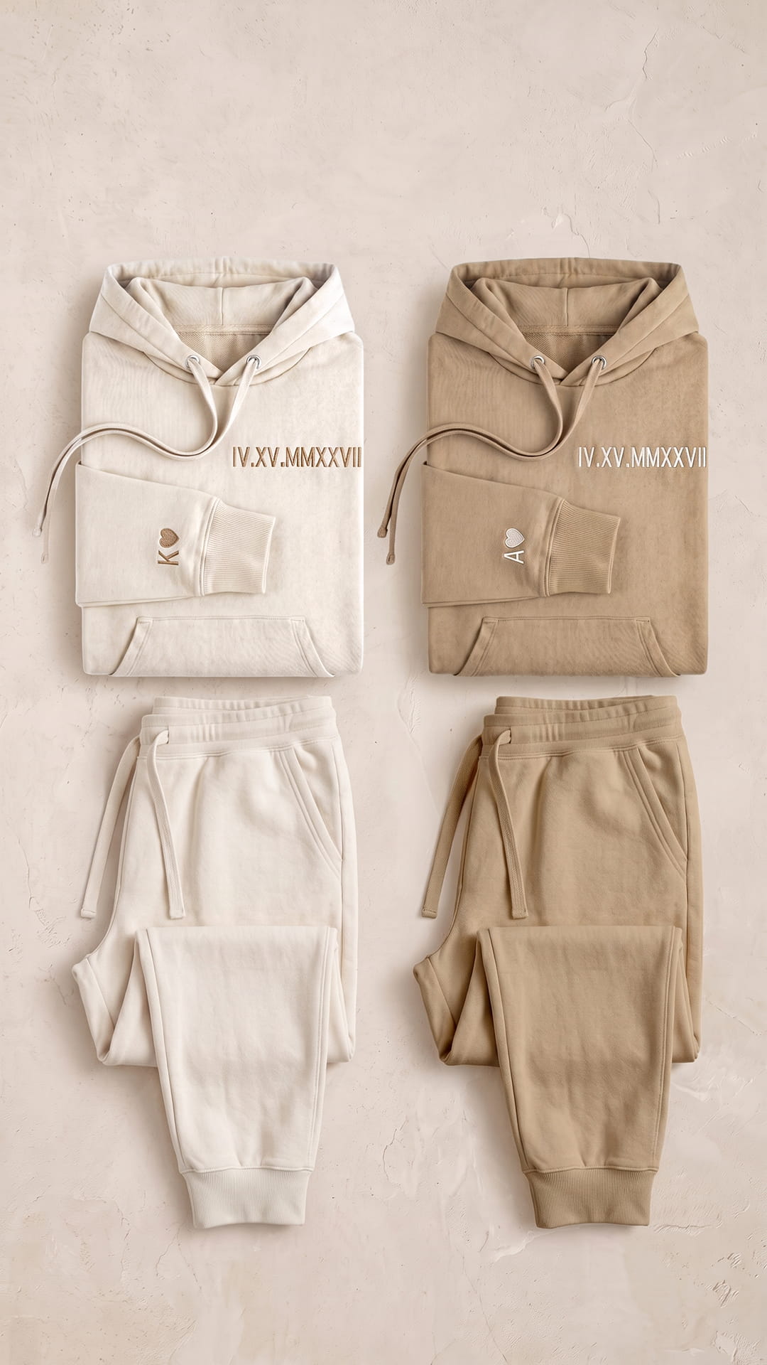 Personalized Roman Numeral Couples Sweatsuit Set | Anniversary Hoodies & Sweatpants