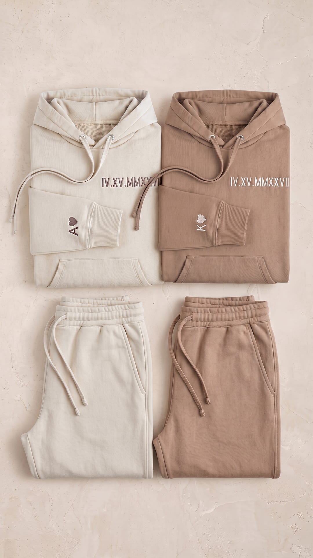 Personalized Roman Numeral Couples Sweatsuit Set | Anniversary Hoodies & Sweatpants