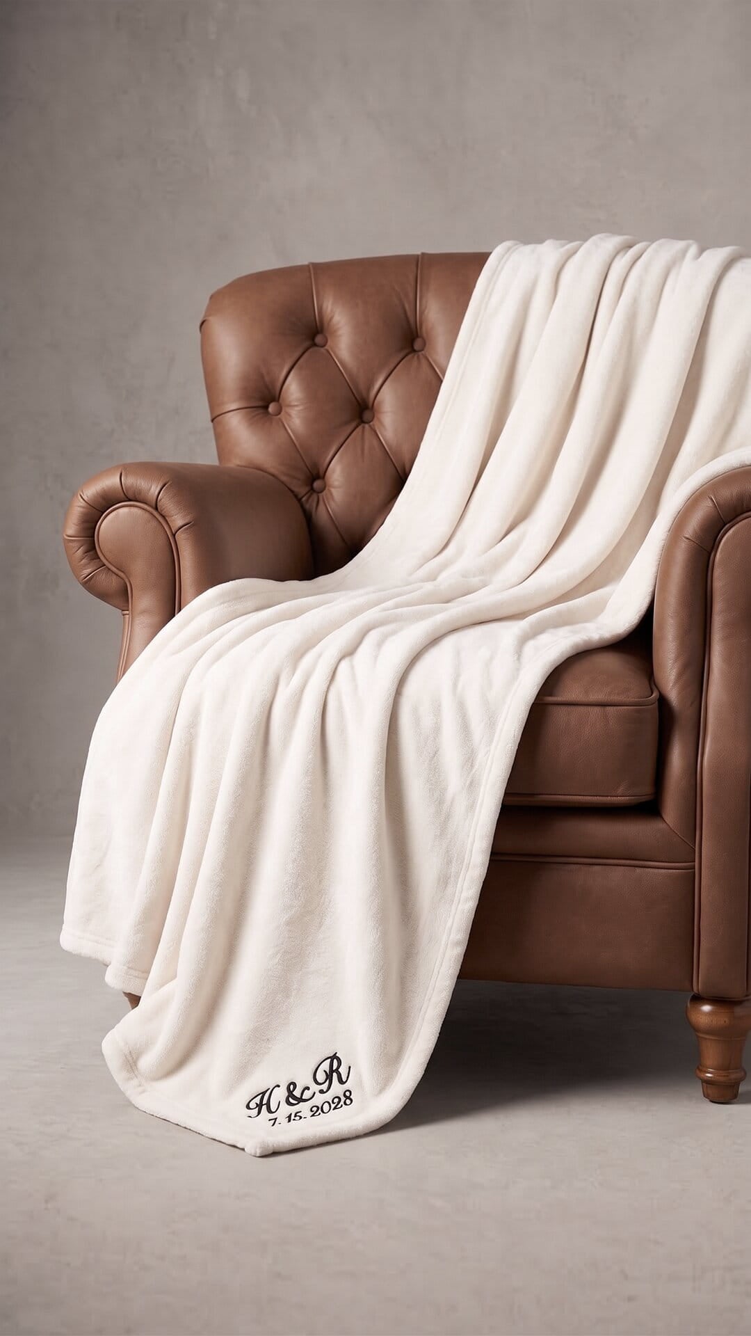 Bride & Groom Robe with Blanket Set | Titles, Initials & Date Wedding Gift