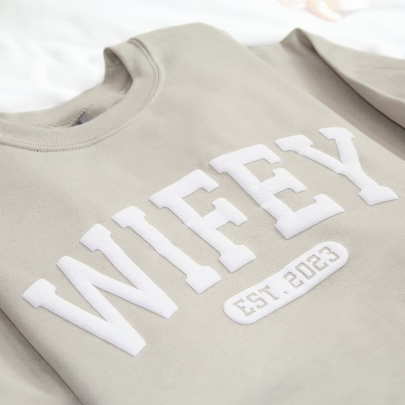 Embossed Wifey Sweatshirt • Personalized Crewneck