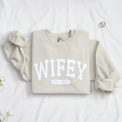 Embossed Wifey Sweatshirt • Personalized Crewneck