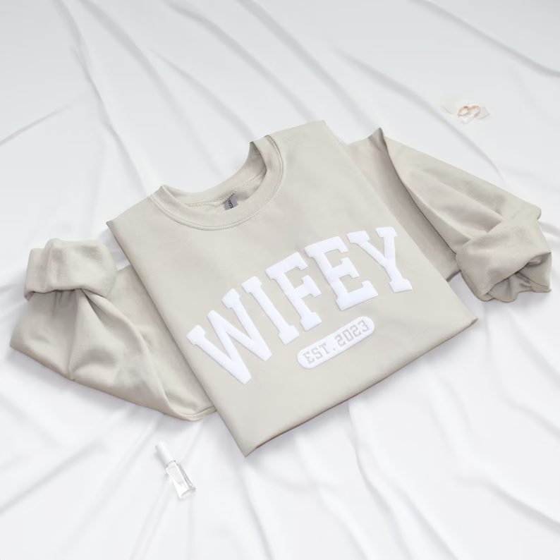 Embossed Wifey Sweatshirt • Personalized Crewneck