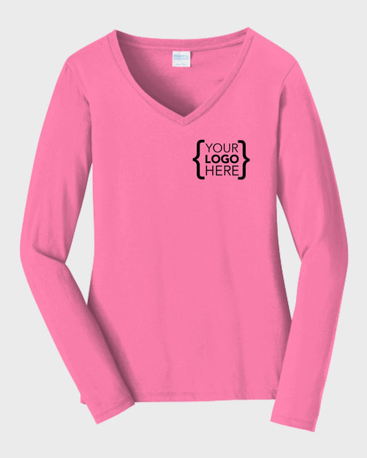 Port & Co™ Women's Long Sleeve Fan Favorite™ V-Neck Tee
