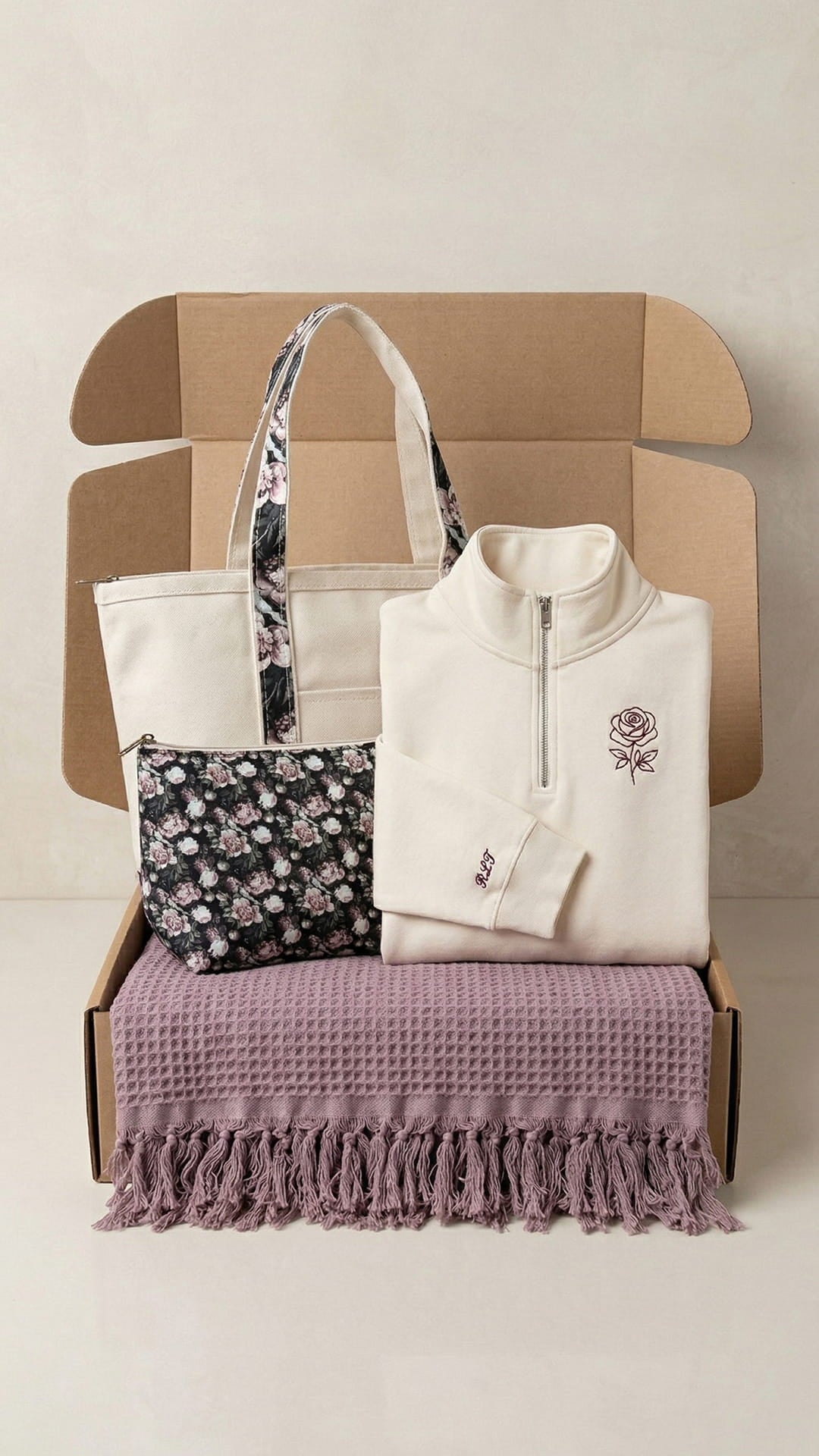 The Floral Keepsake Box | Custom Embroidered Birth Flower Quarter-Zip