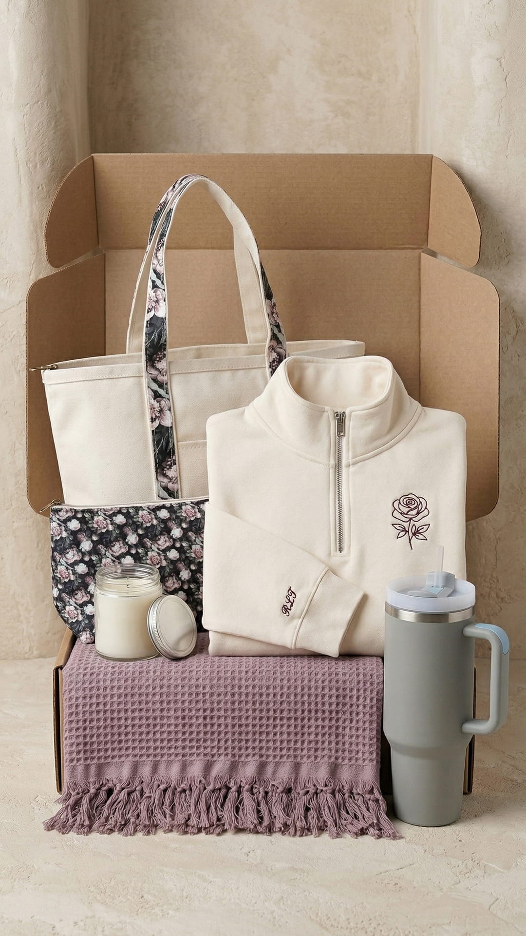 The Floral Keepsake Box | Custom Embroidered Birth Flower Quarter-Zip