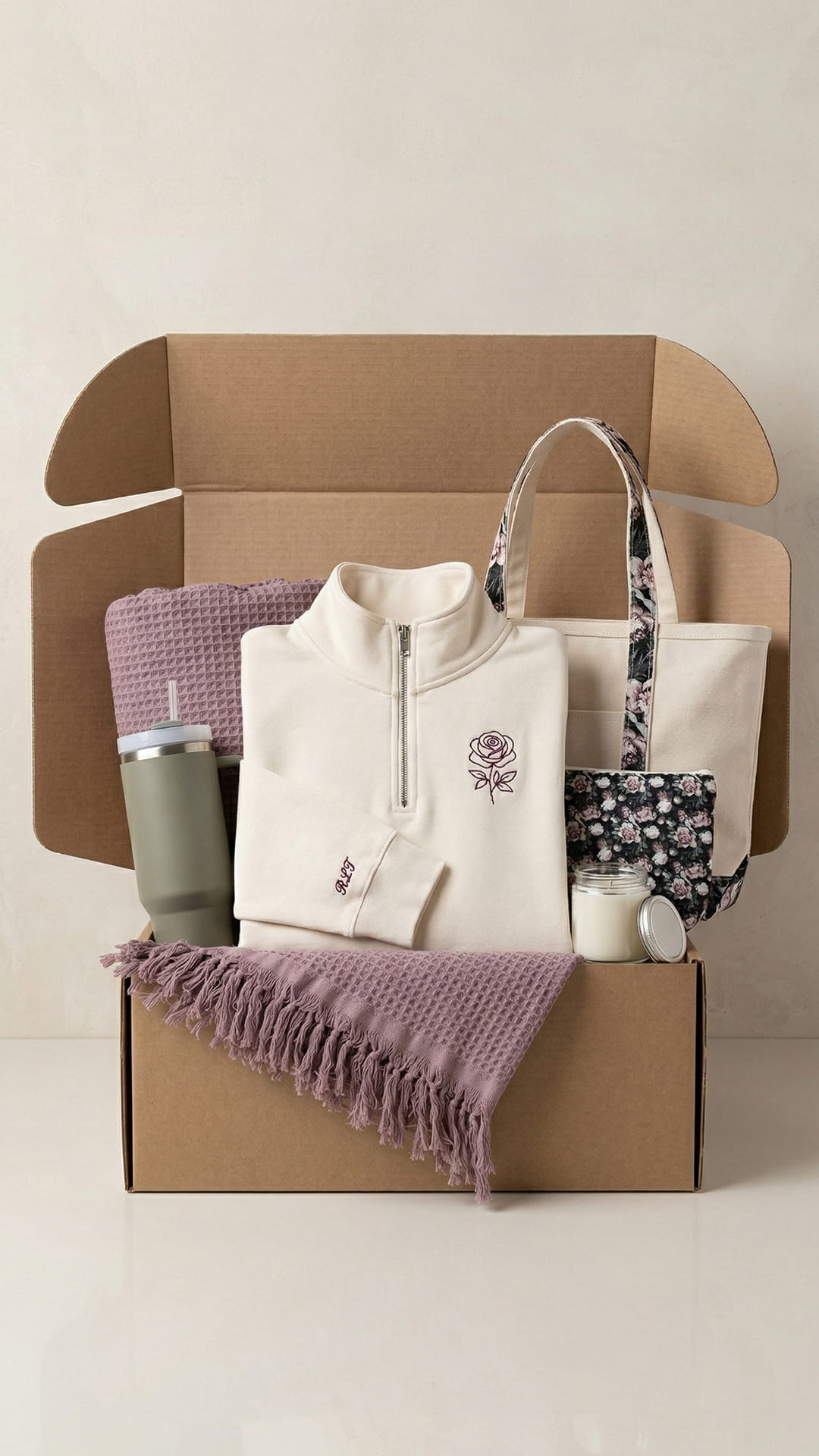 The Floral Keepsake Box | Custom Embroidered Birth Flower Quarter-Zip