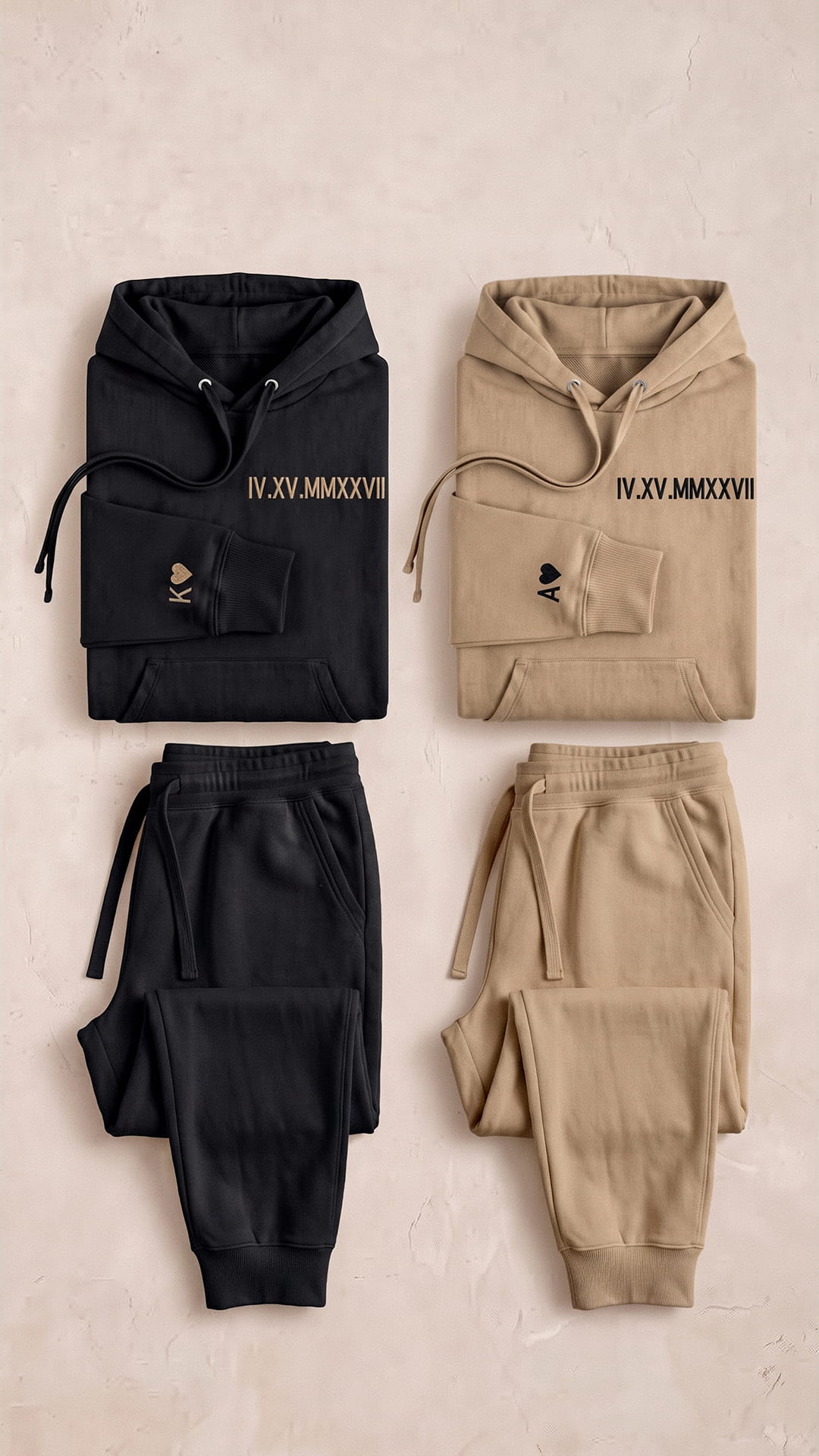 Personalized Roman Numeral Couples Sweatsuit Set | Anniversary Hoodies & Sweatpants