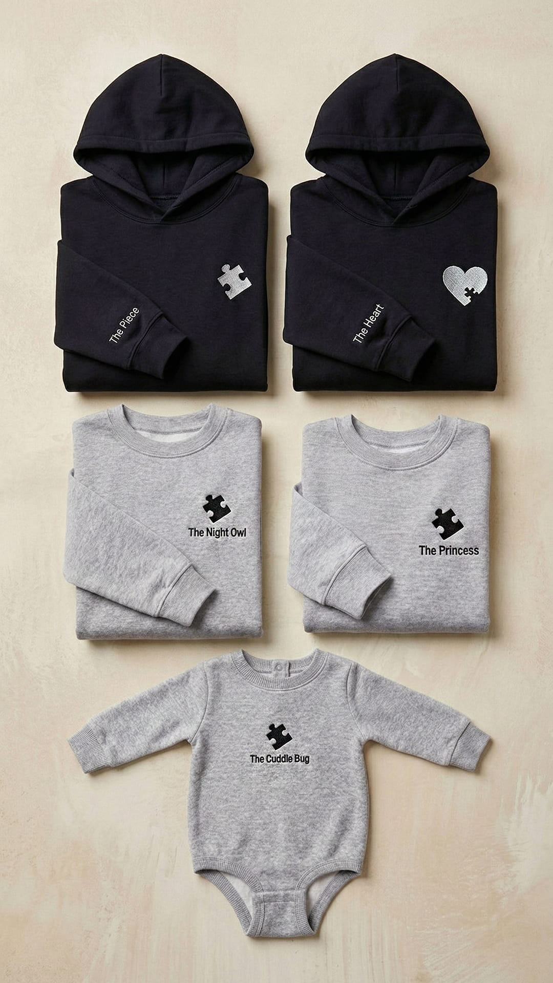 Family Puzzle Piece Embroidered Sweatshirt Bundle