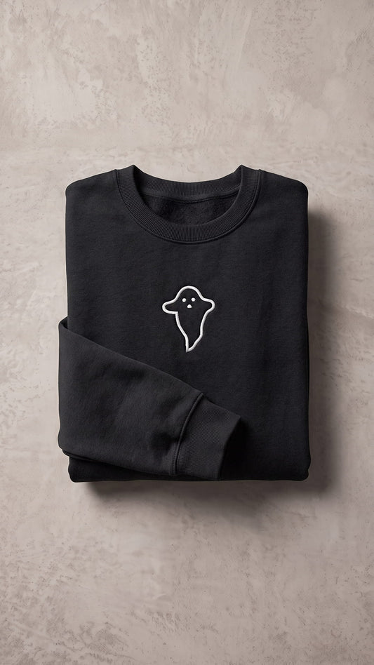 Embroidered Ghost Halloween Sweatshirt or Hoodie | Minimalist Spooky Season