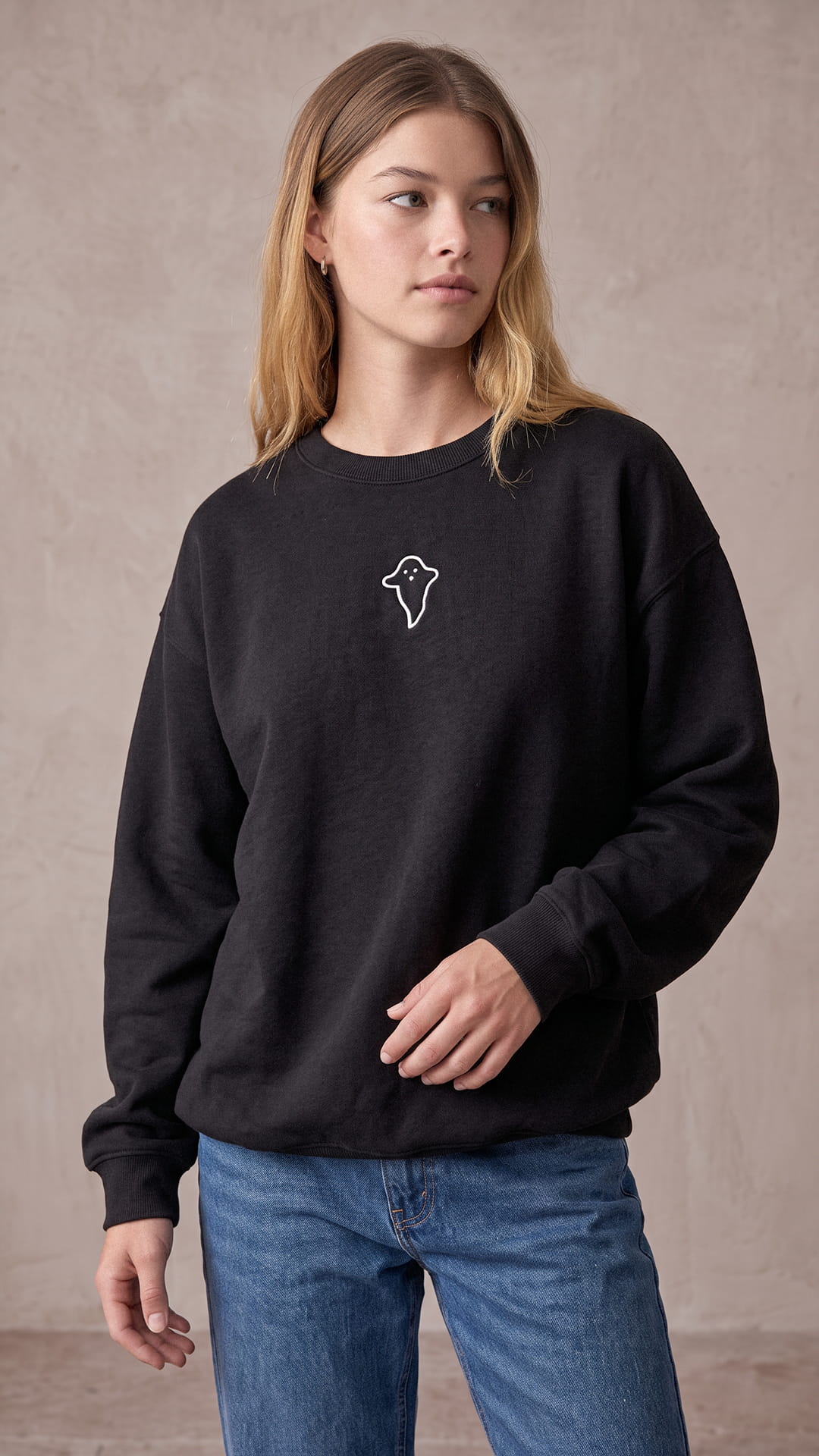 Embroidered Ghost Halloween Sweatshirt or Hoodie | Minimalist Spooky Season