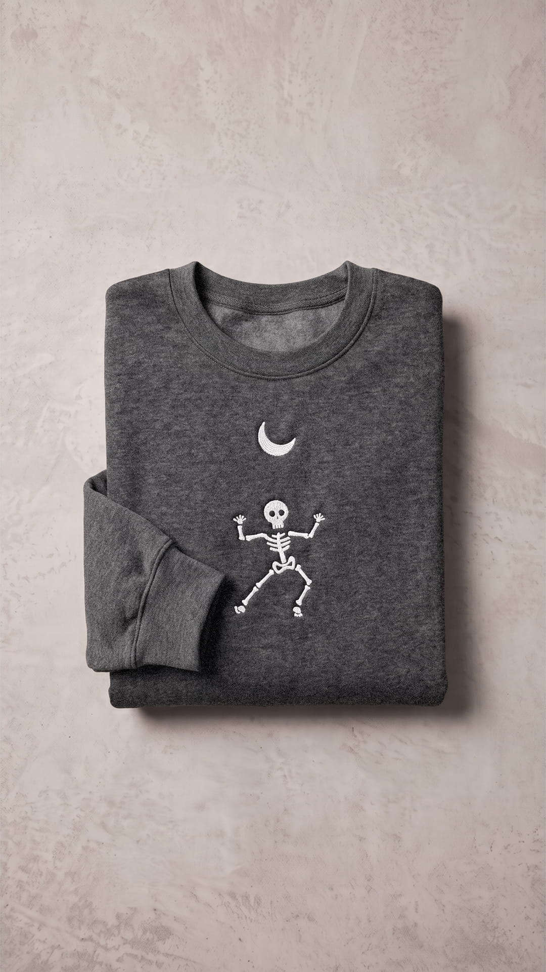 Embroidered Dancing Skeleton Halloween Sweatshirt | Crescent Moon