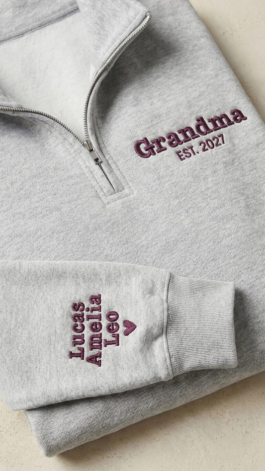 The Grandma Keepsake Box | Custom Embroidered Quarter-Zip Gift Set