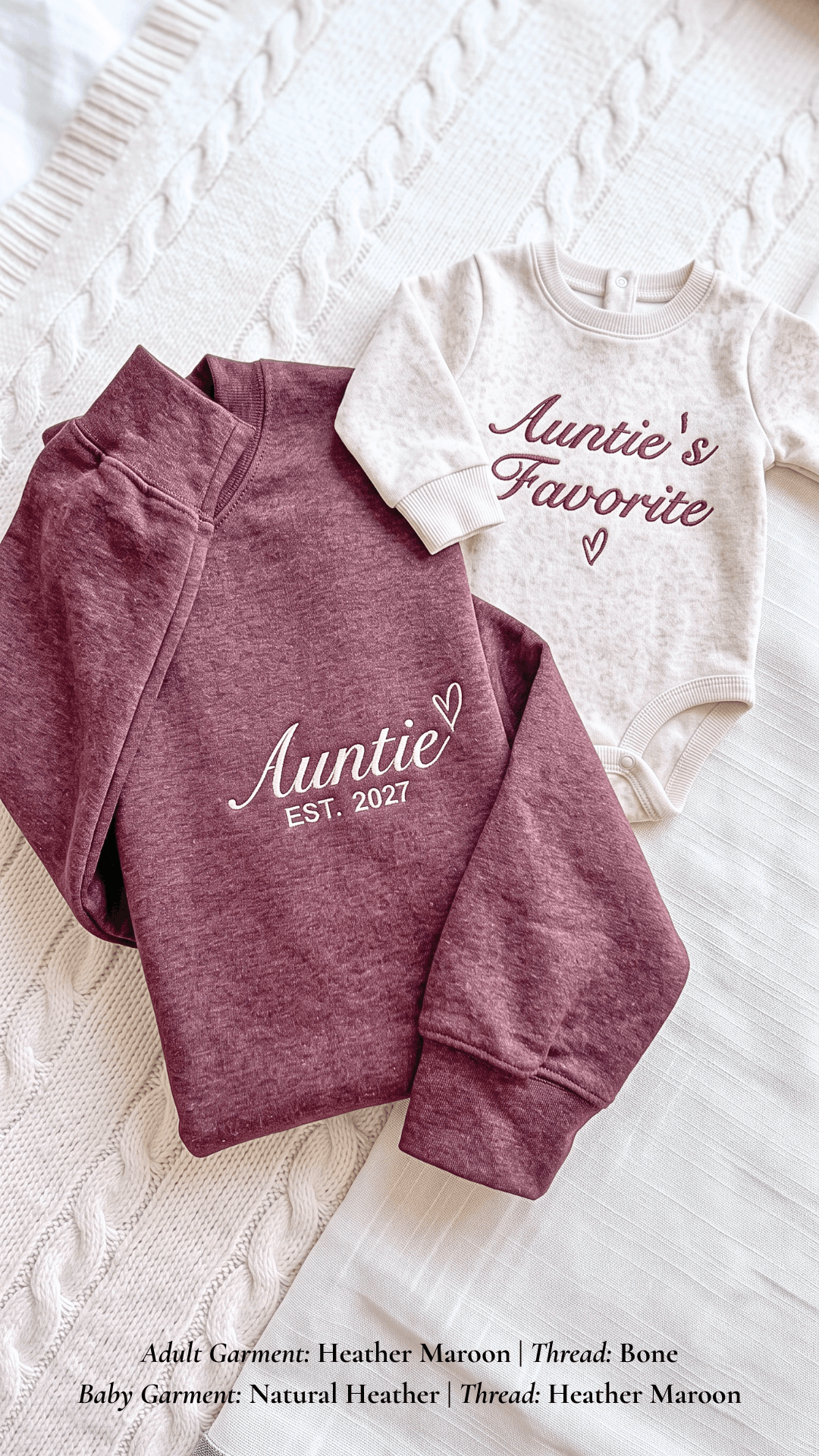 Auntie's Favorite Embroidered Set | Adult Auntie Est. Sweatshirt