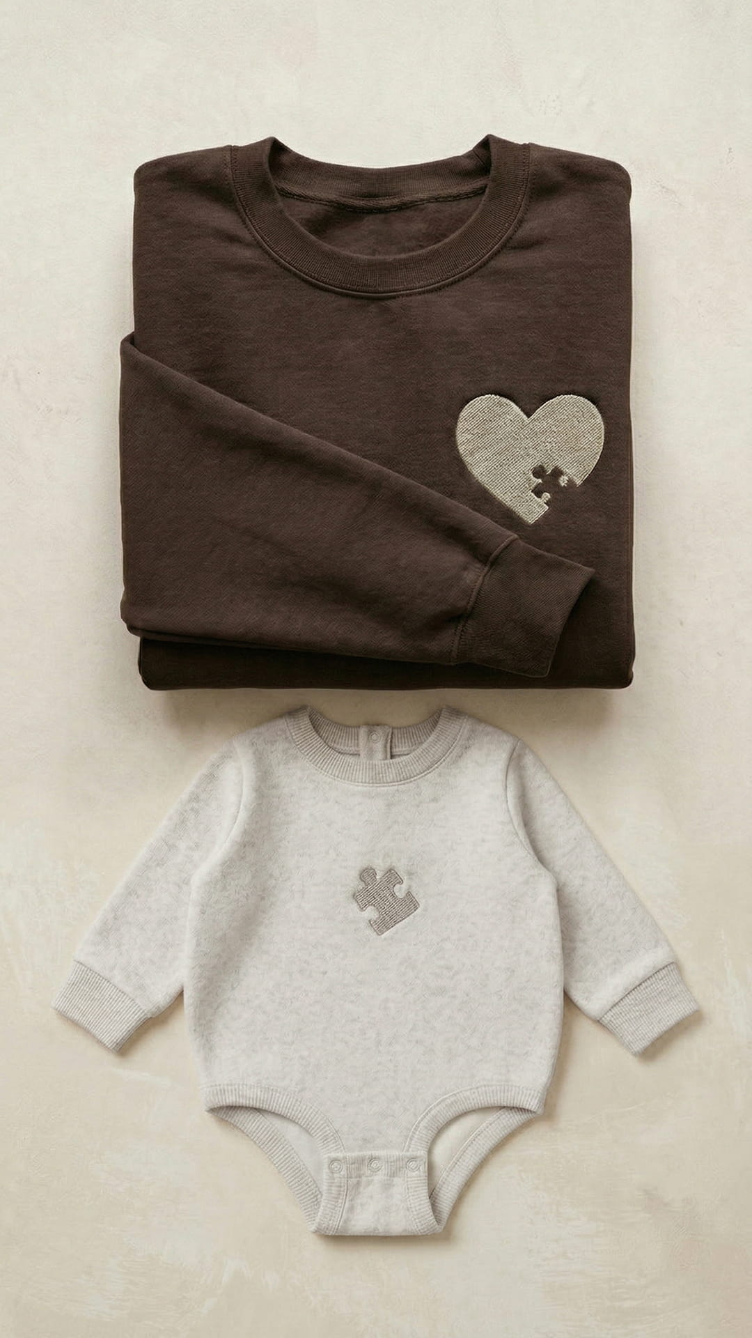 Mama & Mini Puzzle Piece Embroidered Set | Adult Heart Sweatshirt