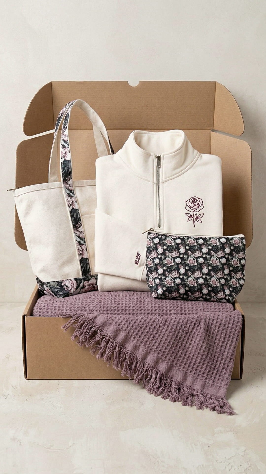 The Floral Keepsake Box | Custom Embroidered Birth Flower Quarter-Zip